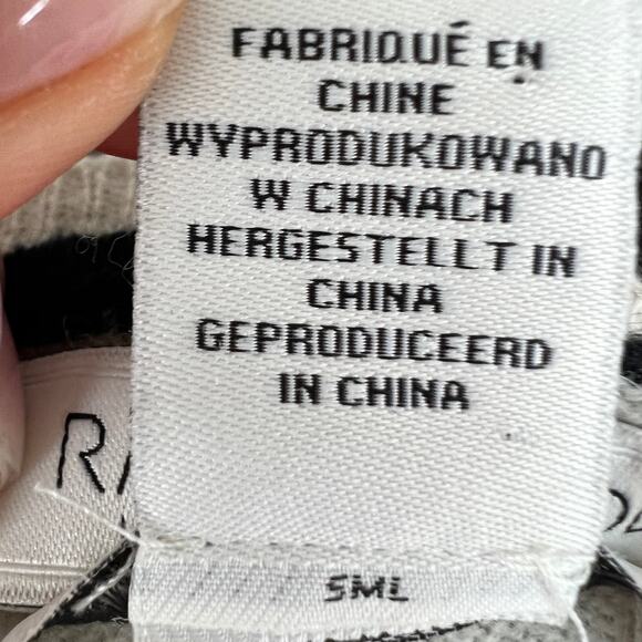 RACHEL ZOE Cashmere Knit Cream Sweater Black Stripe Trim Crew Pullover S Small - Picture 6 of 6